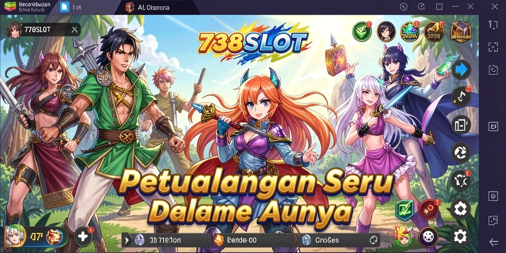 Tampilan gameplay seru dari 738SLOT dengan karakter Anime menarik.