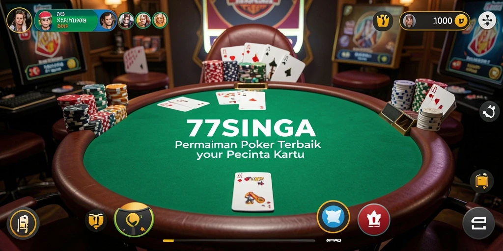 Tampilan menarik dari gameplay Poker di 77SINGA yang mendebarkan.