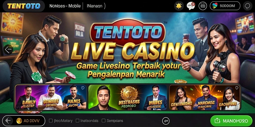 Screenshot gameplay TENTOTO menampilkan dealer yang profesional dan interaksi langsung dengan pemain.