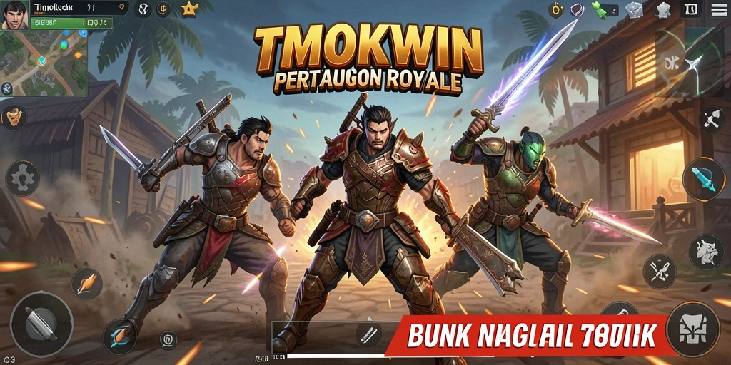 Gameplay seru dan mendebarkan dalam TMOKWIN saat bertarung di arena Battle Royale.