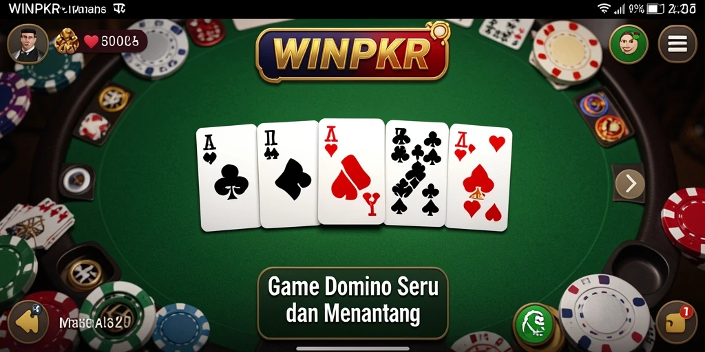 Tampilan gameplay dinamis dari WINPKR saat bermain domino.
